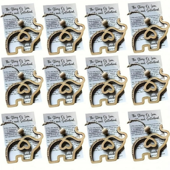 12 Pack Wooden Elephant Ornaments for Sisterhood with Story Card-Friendship Ornaments for Women Friends , Wooden Hanging Ornament, Graduation Gifts for Friends and Sisters