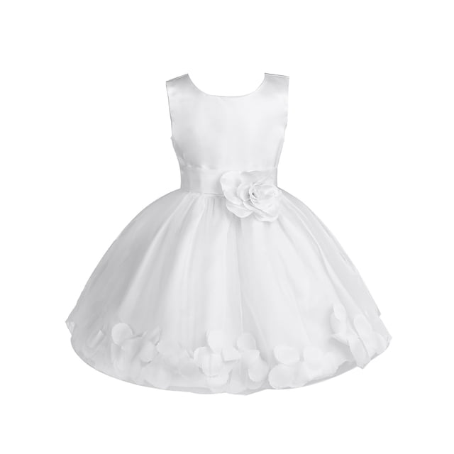 Miaeowve Robe de Demoiselle d'Honneur pour Bébé Fille Robe de Fête Formelle de Mariage Robe de Baptême en Tulle Princesse Concours Blanc 12