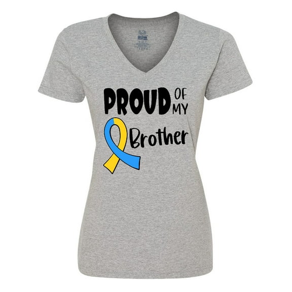 Inktastic Proud of my Brother Down Syndrome Awareness Women's V-Neck T-Shirt