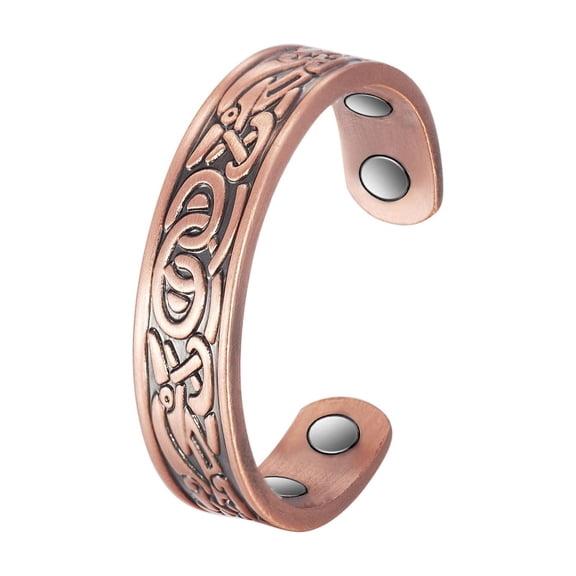 Metaljc Magnetic Pure Copper Cuff Ring for Women, 3500 Gauss Magnet, Adjustable Fashion Jewelry Gift