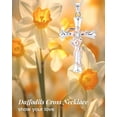thumbnail image 3 of AWAYTR Floral Cross Necklace, Rose Gold Rhinestone Pendant, Multi-Color Floral Charm, Vintage Faith Jewelry for Women Gift, 3 of 7