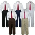 thumbnail image 1 of 3pc Boys Suit Set Burgundy Necktie Baby Toddlers Kids Formal Shirt Pants S-7, 1 of 2
