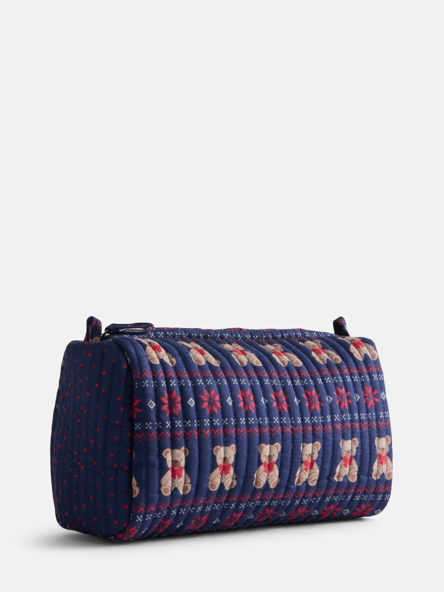 No Boundaries Quilted Pouch with Hair Scrunchie Set, 2-Piece, Women's, Navy Bear Fair Isle