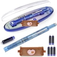 thumbnail image 1 of Fountain Pen Retractable 0.38mm Blue&black Ink Transparent Barrel Includes 5 Refillable Ink Cartridges for Smooth Writing No Leaking (Light Blue), 1 of 6