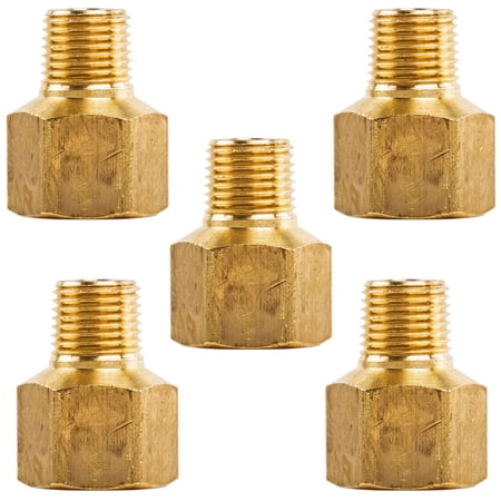 5 Pack 1/4 FNPT x 1/8 MNPT Pipe Adapter Brass Pressure Gauge Connector Extender