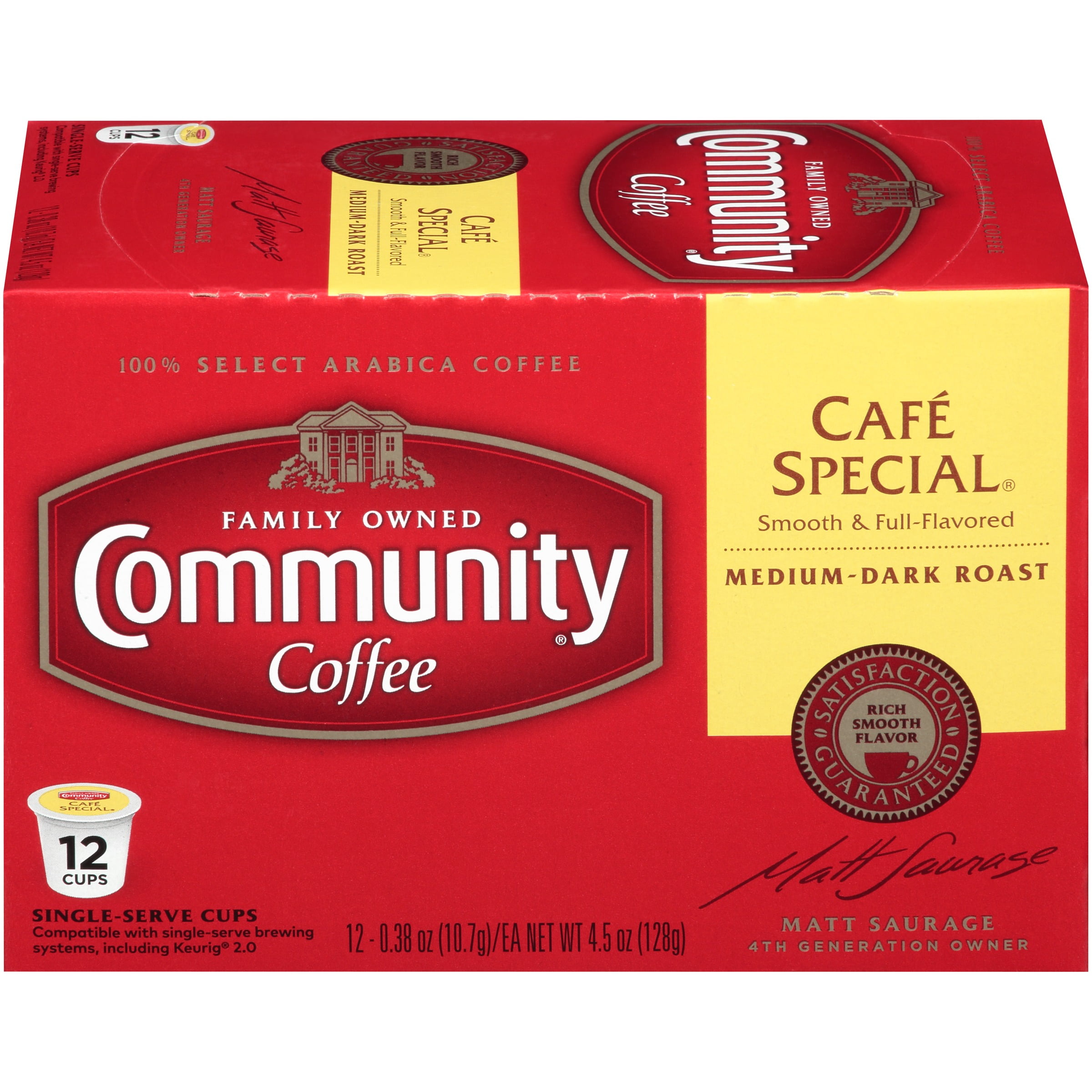 Community® Coffee Café Special Medium-Dark Roast Coffee Single-Serve Cups 12 Ct Box Compatible with Keurig 2.0 K-Cup Brewers