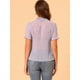 thumbnail image 3 of Blusa de Manga Corta Allegra K con cuello de Volante floral y Manga de burbuja para Mujer morado claro M, 3 of 6