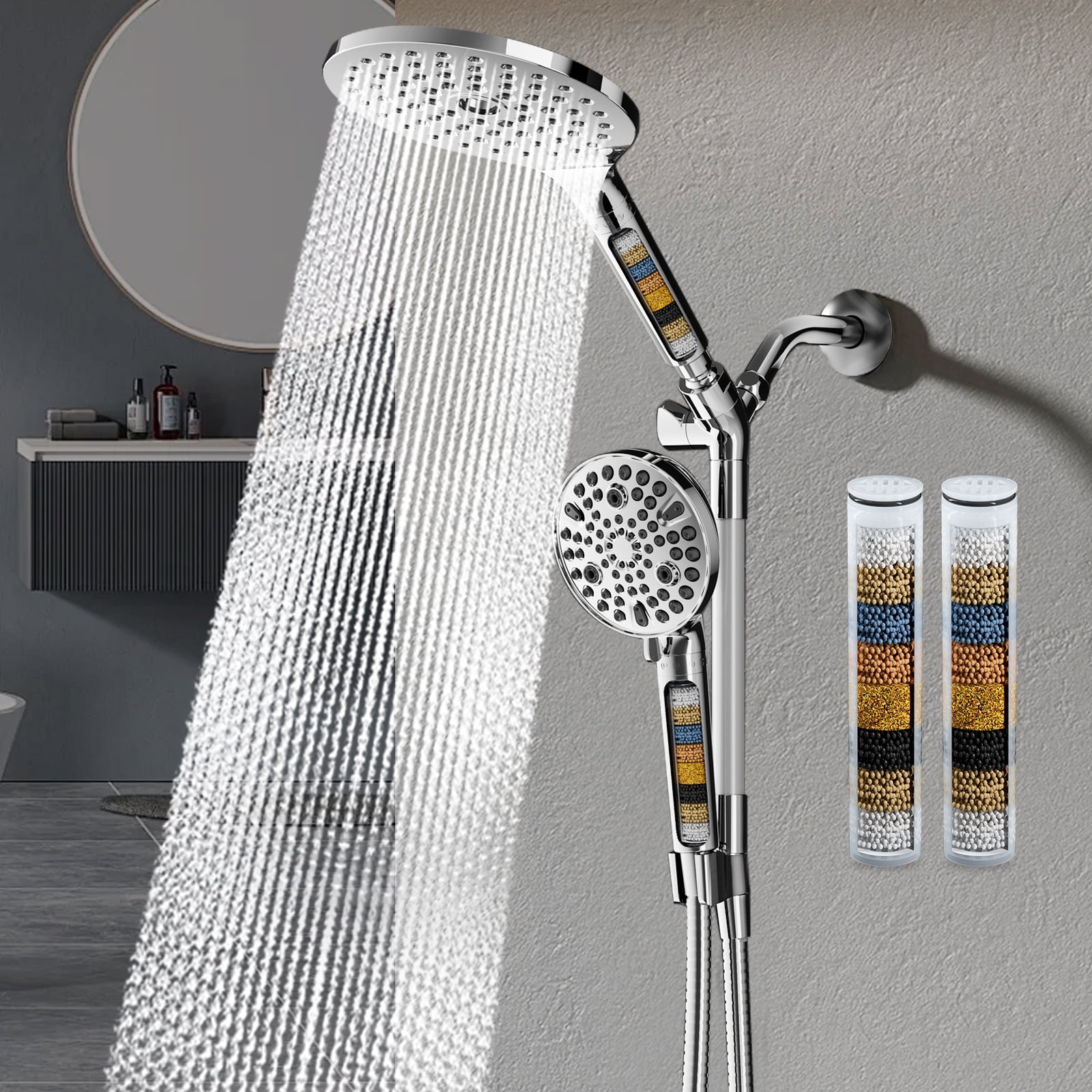 KAIYING 4 Pack Shower Filter Replacement Cartridges, KDF Hard Water Filtration for Handheld Shower Heads, 4.72 Inch