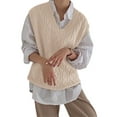 thumbnail image 2 of Sherrylily Women V Neck Sweater Vest Oversized Loose Knit Cable Sleeveless Sweater, 2 of 6