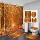 thumbnail image 1 of Juego de 4 cortinas de ducha de otoño para baño con alfombras, tapa de inodoro y alfombrilla de baño, cortina de ducha de otoño con 12 ganchos, cortina de ducha con hojas de arce y calabaza para, 1 of 7