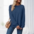 thumbnail image 5 of NOLDARES Womens Oversized Sweatshirts Fleece Sweaters Long Sleeve Crewneck Hoodies Fall Solid Color Drop Shoulder Pullovers,Navy,XL, 5 of 7