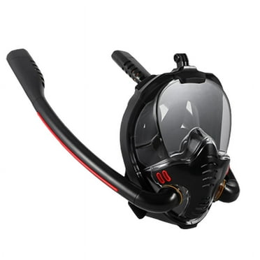 Snorkeling Mask Double Tube Silicone Diving Mask Adult Swimming Mask Diving Goggles Underwater Breathing Mask-A