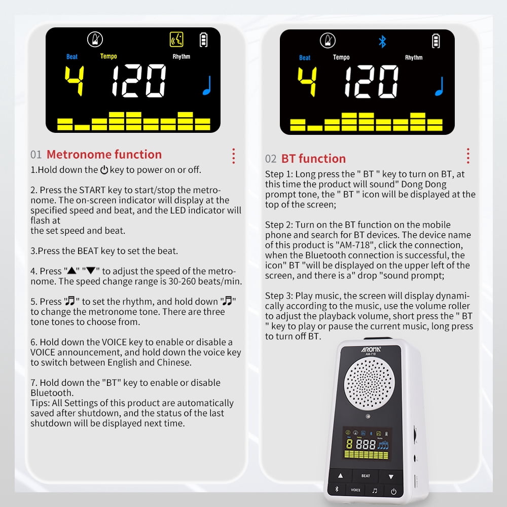Electronic metronome,Va Color Screen 1300mah Battery Va Color Screen Portable 2-in-1 Bt Piano Vocal 1300mah Battery With Vocal 1300mah Piano Drum Violin Eryue Wotao Hxber Violin Reable With