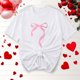 thumbnail image 5 of Primavera Top Mujeres Moda Casual Nueva Cinta de Arco Impresa Cuello Redondo Camiseta de Manga Corta, Camiseta de Cuello Tripulado, 5 of 8