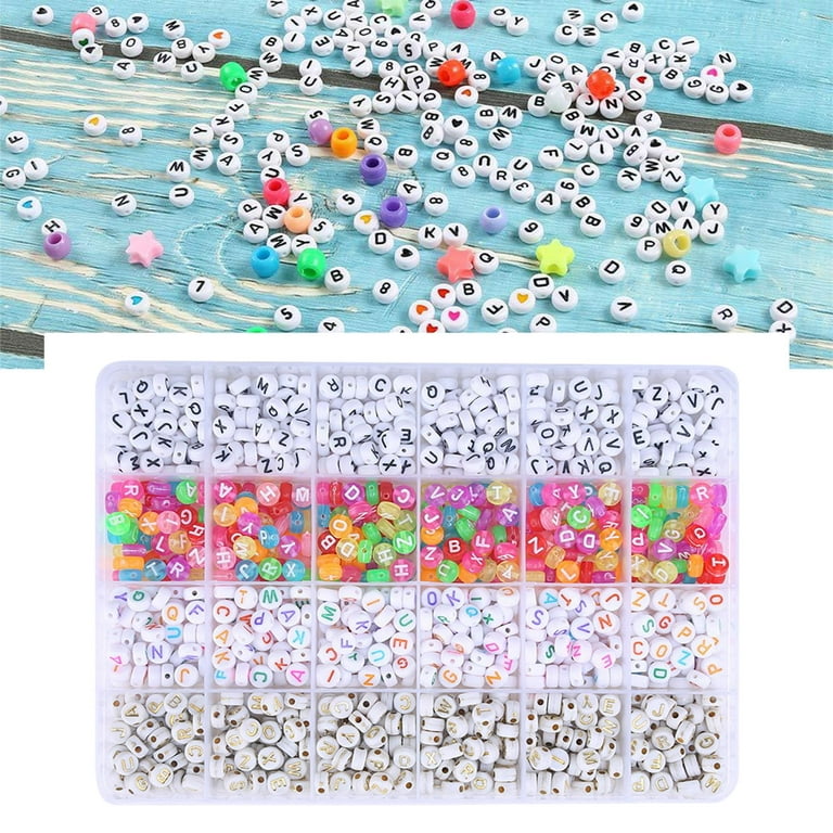 Naler 1200 Pcs Alphabet Letter Beads, 6mm Round A~Z Assorted plastic Spacer  Beads for Adult Kids Jewelry Making,DIY Arts Crafts,Unisex