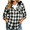 thumbnail image 2 of SYwaren Hooded Shirt for Women Plaid Button Down Long Sleeve Fashion with Pockets Stylish Top, 2 of 6