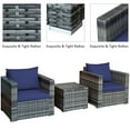 thumbnail image 5 of Costway 3 PC Patio Rattan Furniture Bistro Set Cushioned Sofa Chair Table Navy, 5 of 10