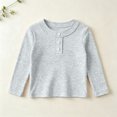 thumbnail image 7 of Lenpel Toddler Kids Girls Tops Fall Cute Solid Color Fashion Button Crew Neck Pullover Casual Long Sleeve Blouses(Gray,2-3Years), 7 of 7