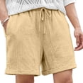 thumbnail image 2 of Ceisia Men's Casual Crinkled Cotton Shorts Summer Loose Wide Leg 5 Inch Shorts with Side Pockets Yellow XL Gifts, 2 of 4