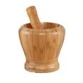 CUTICATE Kitchen Wooden Mortar and Pestle Set Garlic Press Wide Mouth