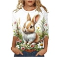 thumbnail image 3 of VKOYWKM Womens Summer Tops 3/4 Sleeve Easter Shirts Easter Eggs Bunny Print Tee Tops Crew Neck Holiday T Shirts Cute Family Happy Easter Clothes, 3 of 6