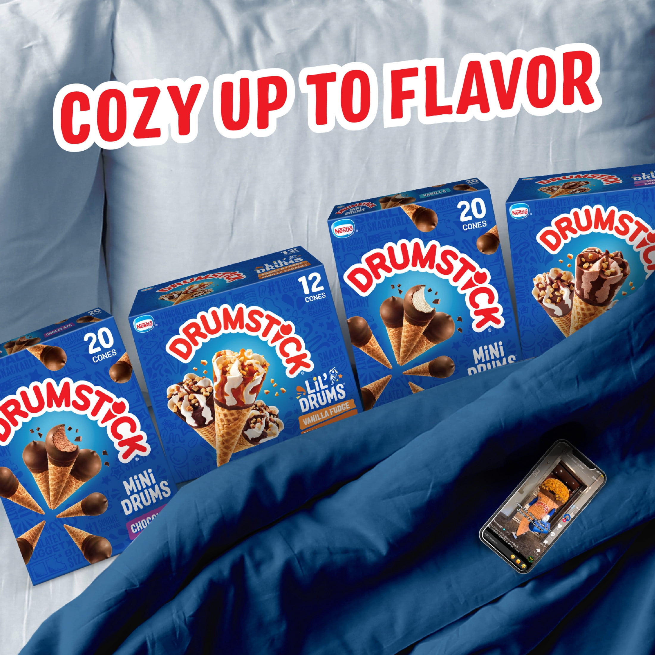 Drumstick Lil' Drums Vanilla or Strawberry Sundae Cones Variety Pack, Kosher, 12 Count