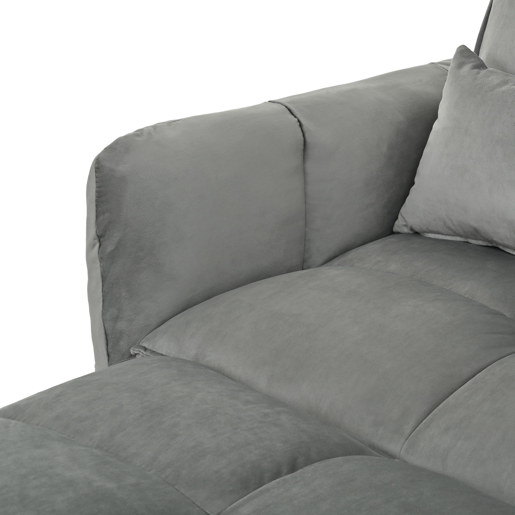 3-in-1 Pull Out Couch Bed with Reclining Backrest and Pillows Dark Grey Velvet Convertible Sleeper Sofa for Living Room Bedroom Apartment Small Spaces