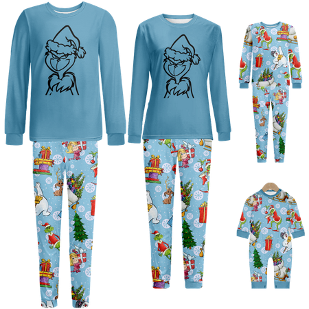 

Family Christmas Pajamas Set Cartoon Monster Print Sizes for Adult-Kids-Baby-Pet 2-Piece Top and Pants Bodysuits Xmas Pjs Set