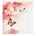 thumbnail image 3 of Ambesonne Floral Shower Curtain, Monarch Butterflies on Lily, 69"Wx70"L, Coral Ivory, 3 of 5