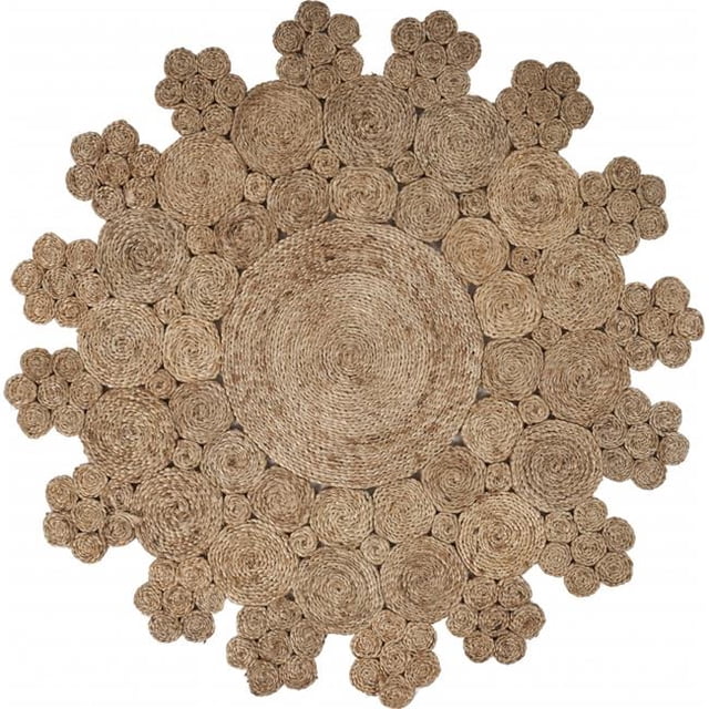 72 x 72 in. Dazzling Concentric Natural Boutique Jute Rug