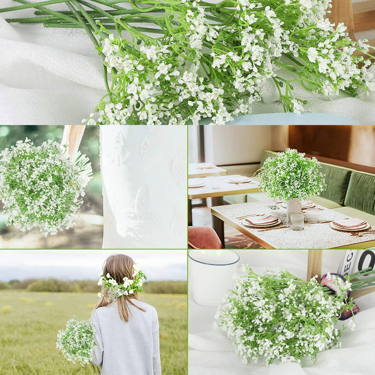  Momkids 6 Pcs Baby Breath Flowers Artificial Bulk Real Touch  Fake Flower Faux Silk Floral Gypsophila Bouquet for Office Kitchen Bedroom  Wedding Restaurant Centerpieces Christmas Party Decor (Silver) : Industrial  