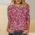 thumbnail image 2 of Sequins Tops Womens Fashion 3/4 Sleeve Tshirts Plus Size BlingBling Print Crewneck Tees Casual Top, 2 of 5