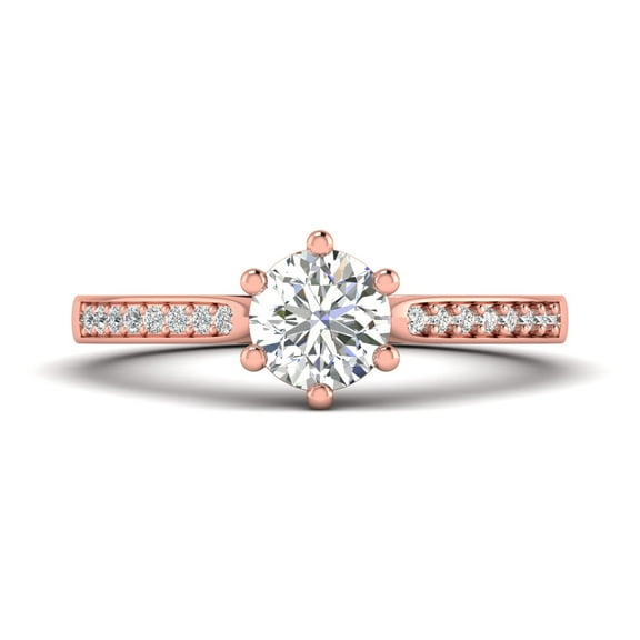 1.00 Carat TW Women's Moissanite Solitaire Engagement Ring in 18k Rose Gold Plated Over Silver (Size 7.5)