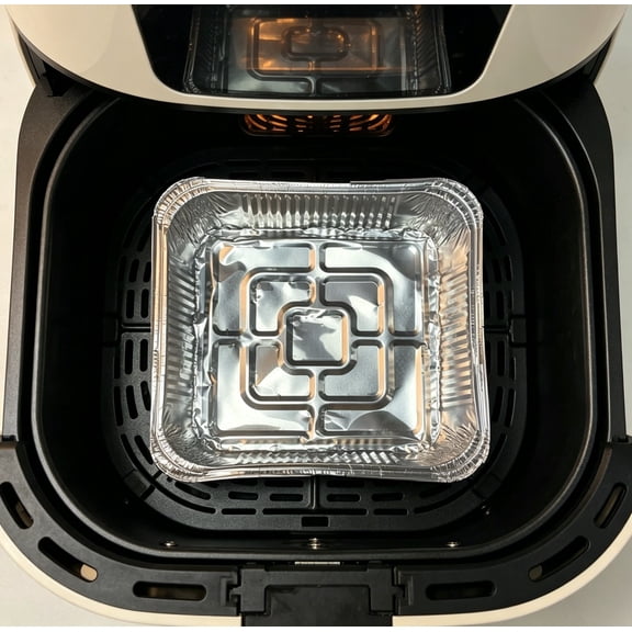 Air Fryer Disposable Paper Liners Aluminum Foil Pans Round Non-Stick Heavy Duty Baking Trays for Cooking Roasting 10 Count