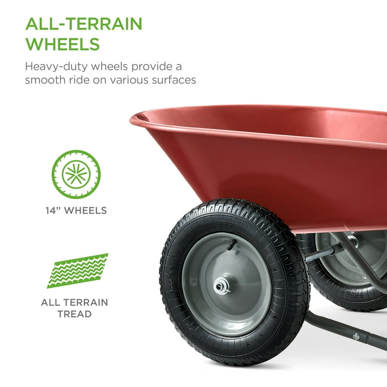 Dual-Wheel Wheelbarrow Garden Cart – Best Choice Products