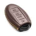 thumbnail image 3 of Vitodeco Leather Smart Key Fob Case Cover Protector - Compatible with Nissan | Compatible with Infiniti - (2007 - 2022 Models) - 4 Buttons, Brown, 3 of 5