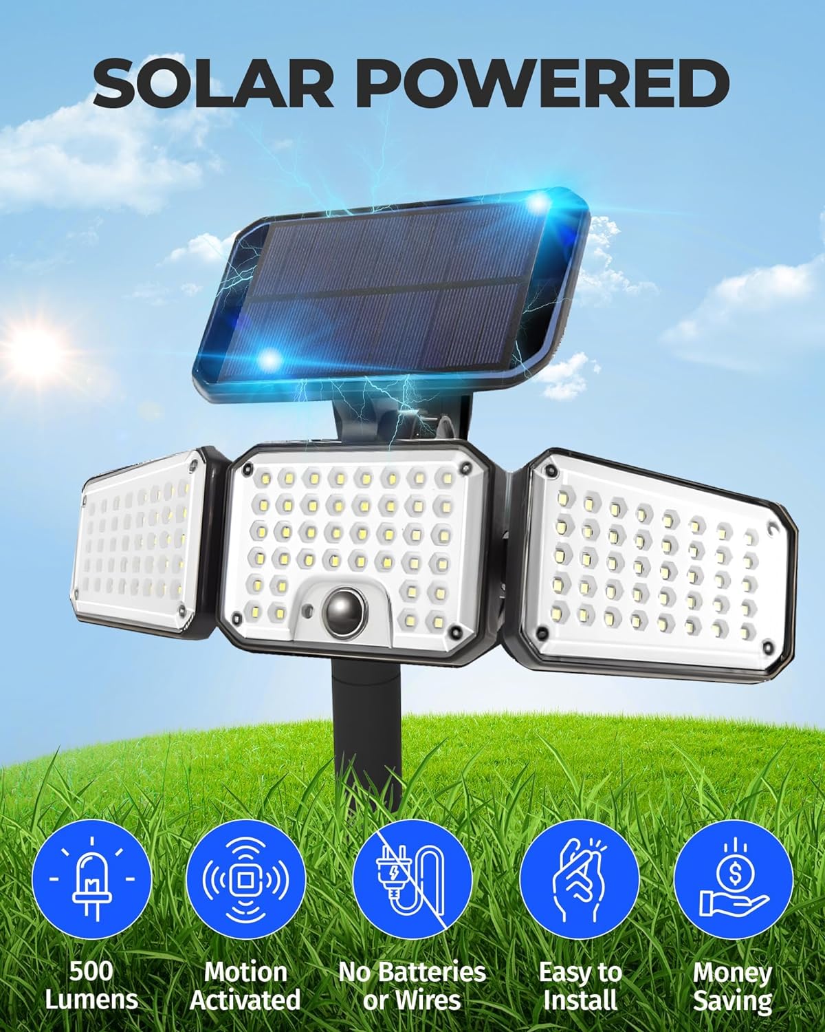 Bell + Howell Bionic Solar Flood Light, 500 Lumens, Motion Sensor photo 3