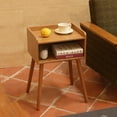 thumbnail image 7 of Mid Century Modern Side Table Bedroom with Storage, Small End Bedside Table with Solid Wood Legs for Living Room, Office Small Spaces (Rustic Brown), 7 of 7