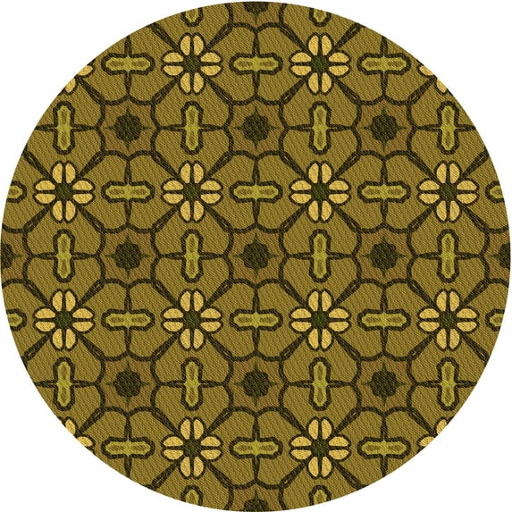 Ahgly Company Machine Washable Indoor Round Transitional Bakers Brown Area Rugs, 8' Round