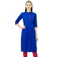 thumbnail image 1 of Phagun Kurti en Coton Uni Tunique Designer Col Mandarin Kurta Ethnique Décontractée Blouse, 1 of 8