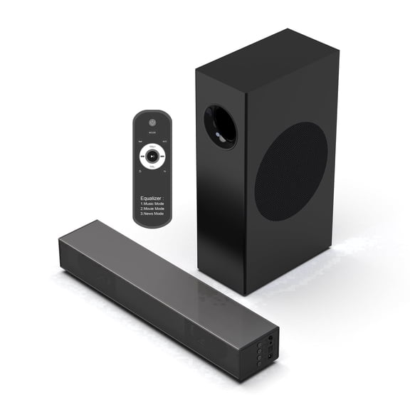 Jierben Sound Bar for TV, 2.1ch Sound Bar with Subwoofer, Home theater sound system TV Speakers with 3 EQ Modes, Bluetooth 5.4/Optical/AUX Connection for PC/Gaming/Projectors
