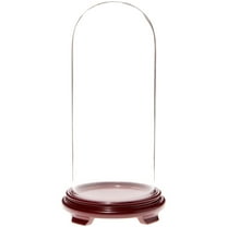 Plymor 5.5" x 13" Glass Display Dome Cloche (Red Wood Veneer Footed Base)