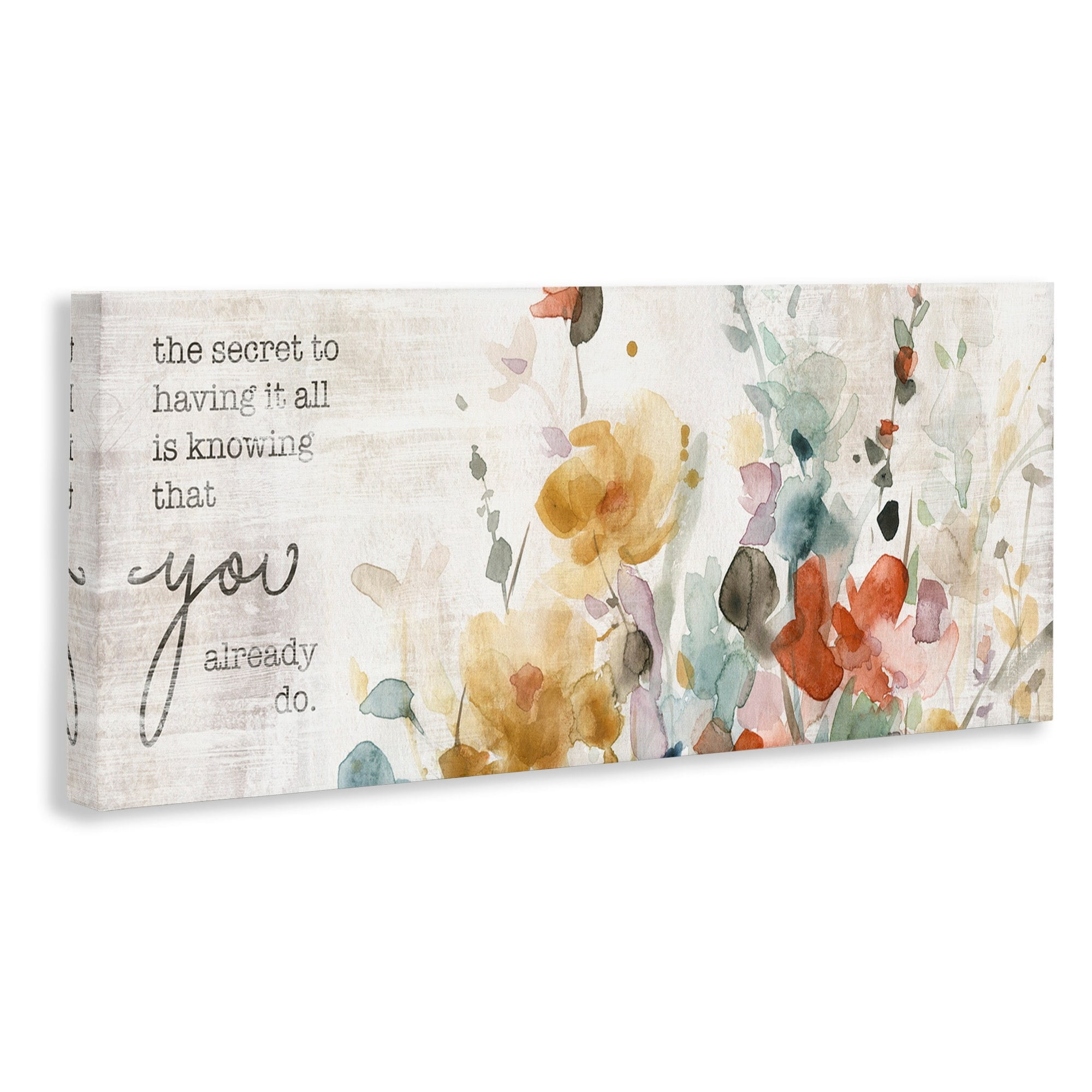 Stupell Industries Secret To Knowing All Motivational Phrase Abstract Flowers, 30 x 13, Design by Carol Robinson