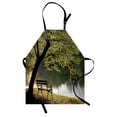 thumbnail image 1 of Tree Apron Bench under Timber Tree by Riverside Epic Countryside Rural Relaxing Resting Space Scenery, Unisex Kitchen Bib Apron with Adjustable Neck for Cooking Baking Gardening, Green, by Ambesonne, 1 of 3