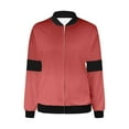 thumbnail image 5 of UTSJKR Women's Bomber Jacket 2024 Fashion Solid Color Coat Fall Fashion Lightweight Zip Up Long Sleeve Outerwear Windbreaker with Pocket Watermelon Red XL, 5 of 5
