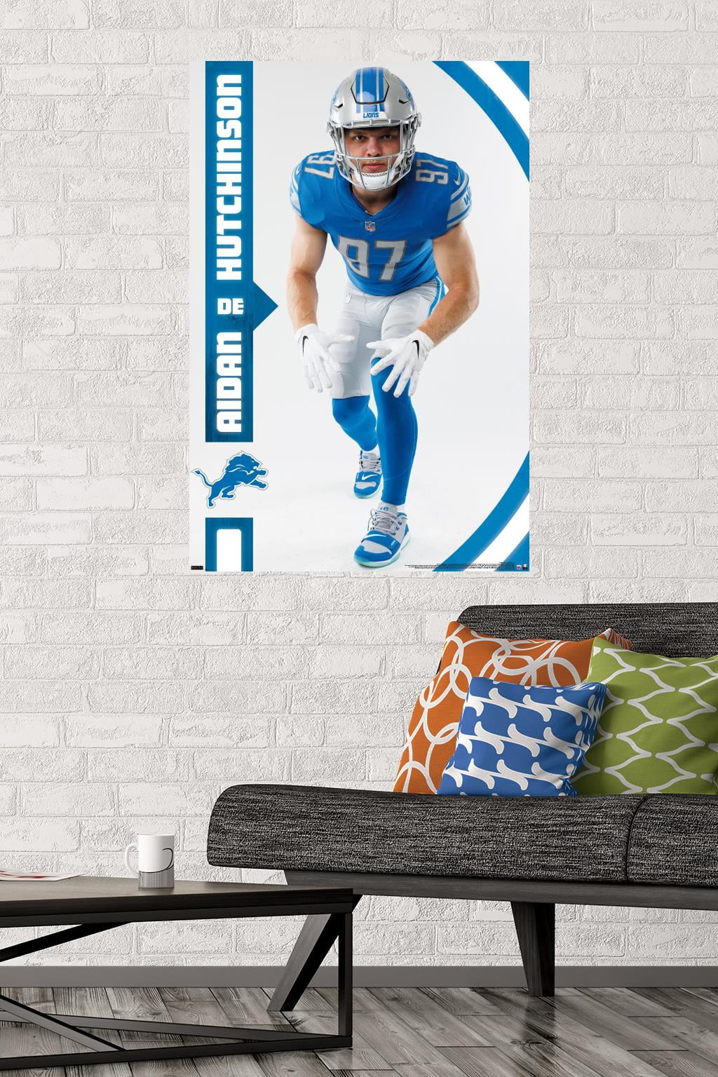 NFL Detroit Lions - Aidan Hutchinson 22 Wall Poster, 22.375 x 34 Framed 