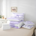 thumbnail image 5 of Homewish Purple Monogrammed A Bedding Comforter Set 7pcs, Geometric Stripes Queen Bedding Sets, Bowknot Princess Queen Sheet Sets, Super Cozy Room Decor, 5 of 8