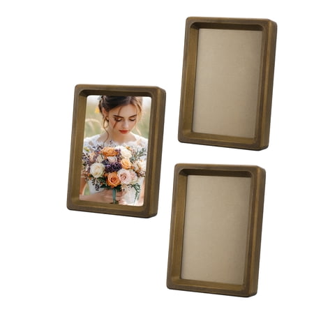 Uxcell 3 x 4 inch Natural Wood Photo Frames, 3Pcs Mini Wood Finish Picture Frame Wood Tabletop Frame with Mat for Desktop Display Wall Mounting, Walnut Color