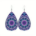 thumbnail image 5 of Bohemian Pattern Leather Earring Teardrop PU Dangle Party Earrings For Women Girls, 5 of 5
