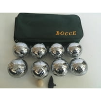 73mm Metal Bocce/Petanque Set with 8 Silver Balls and Green Bag - Single